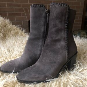 Frye Gio Dark Grey Suede Leather Heeled Boot